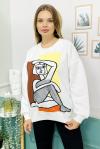 159290 Sardonlu Baskili Sweatshirt